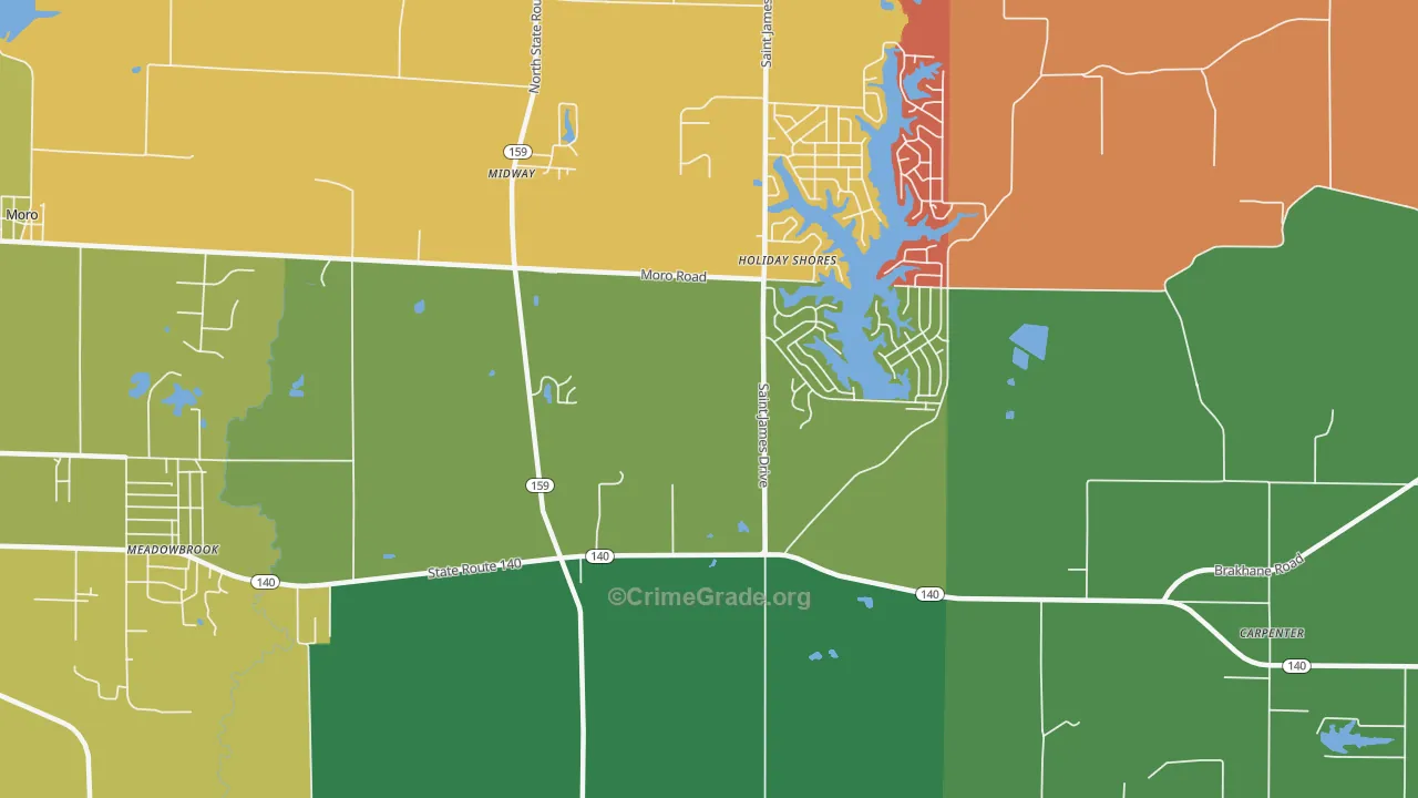 Holiday Shores, IL Map of Arson Rates