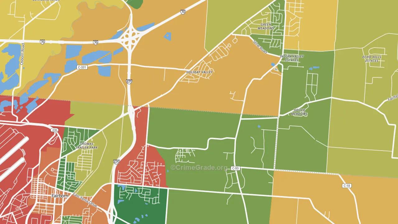 Holiday Valley, OH Map of Arson Rates