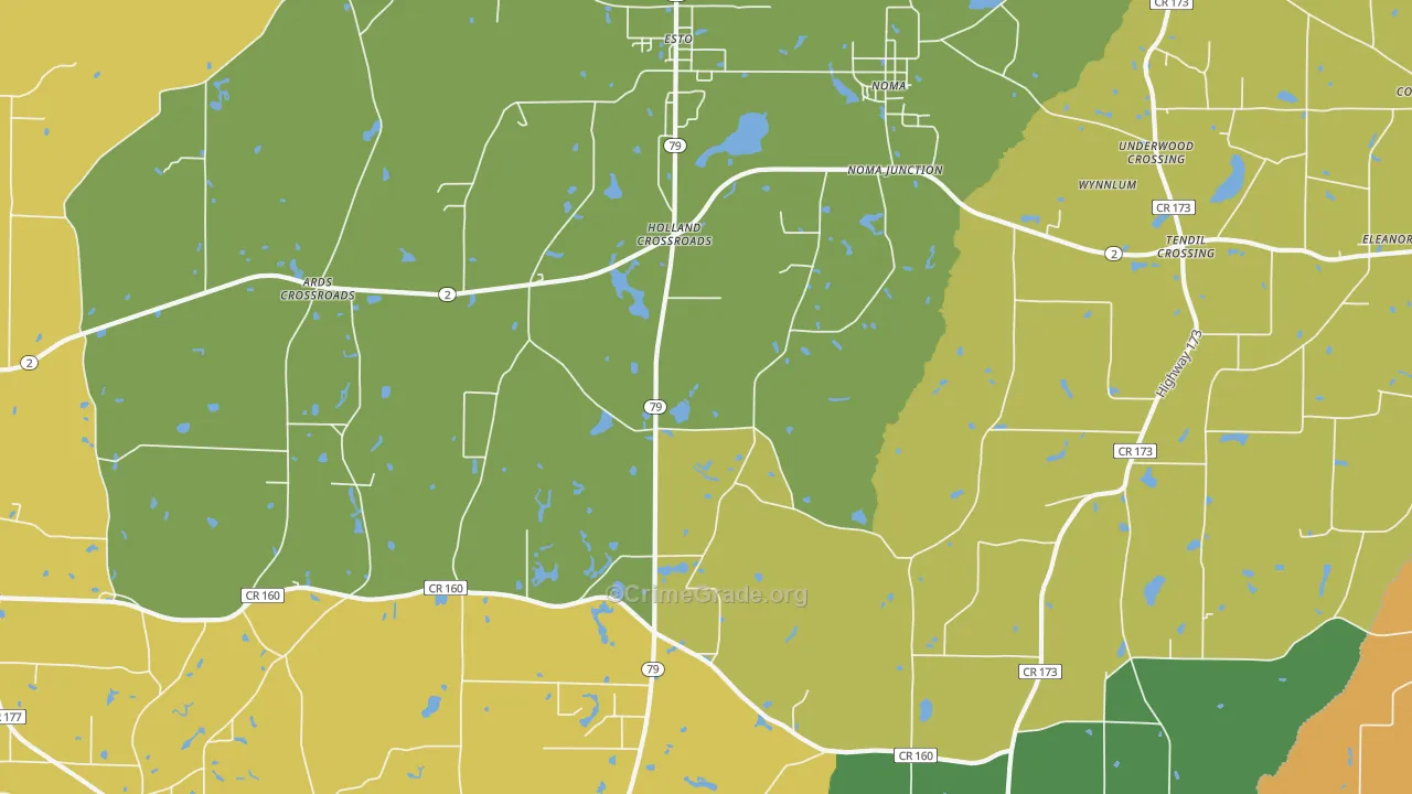 Holland Crossroads, FL Map of Arson Rates
