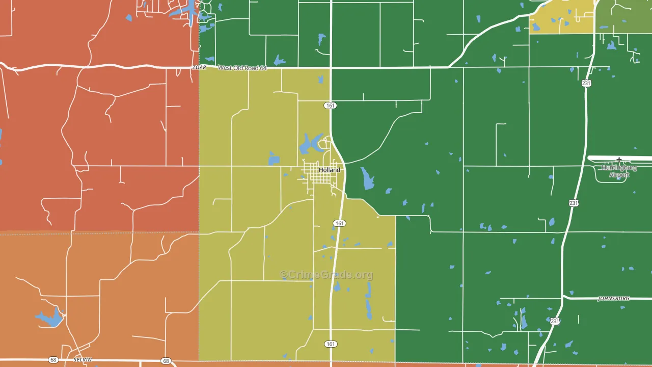 Holland, IN Map of Arson Rates