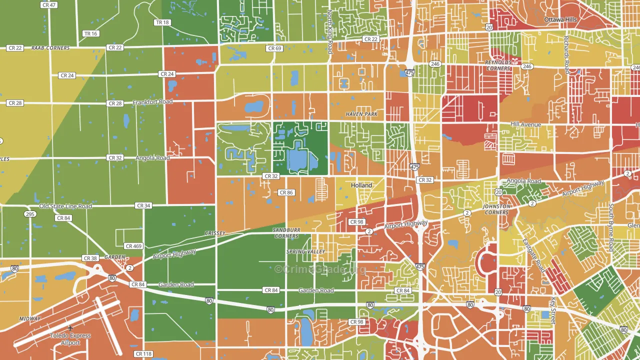 Holland, OH Map of Arson Rates