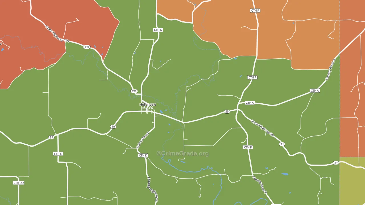 Hollandale, WI Map of Arson Rates