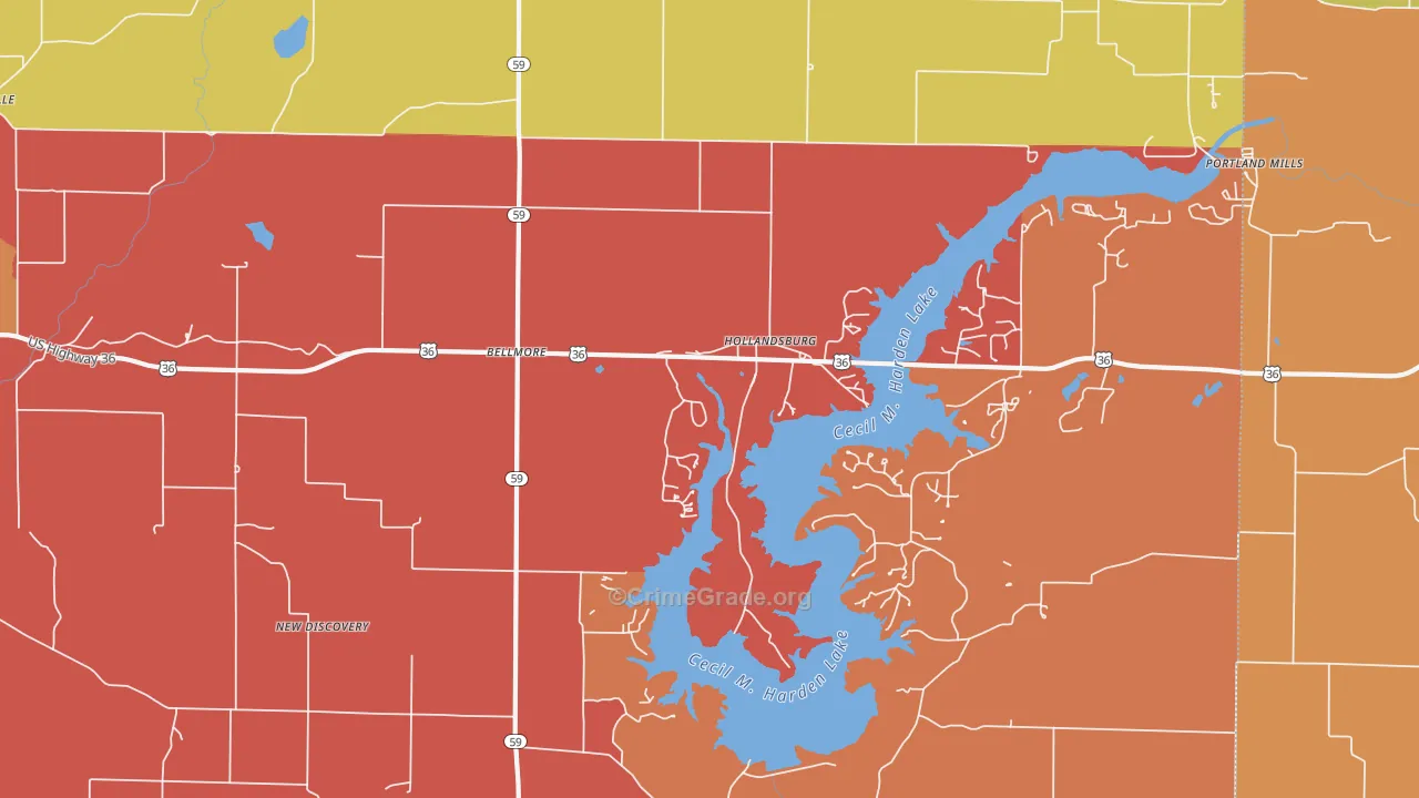 Hollandsburg, IN Map of Arson Rates