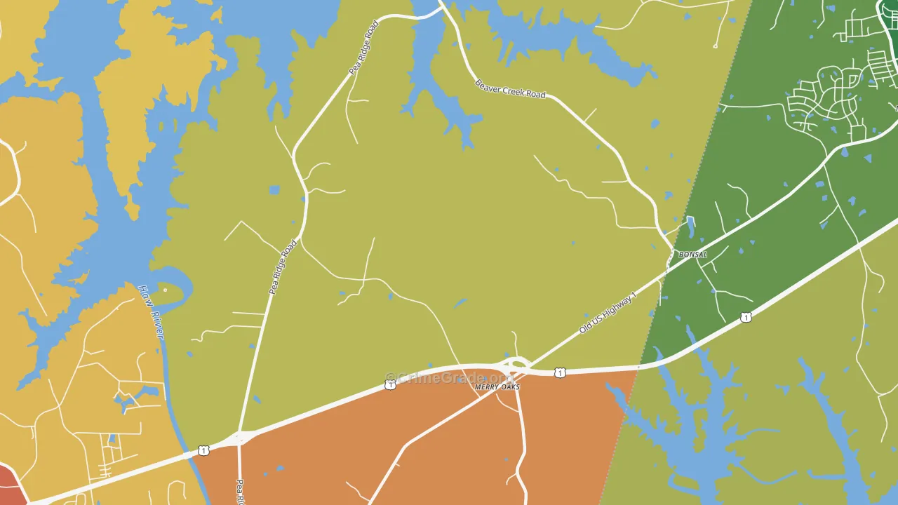 Hollemans Crossroads, NC Map of Arson Rates