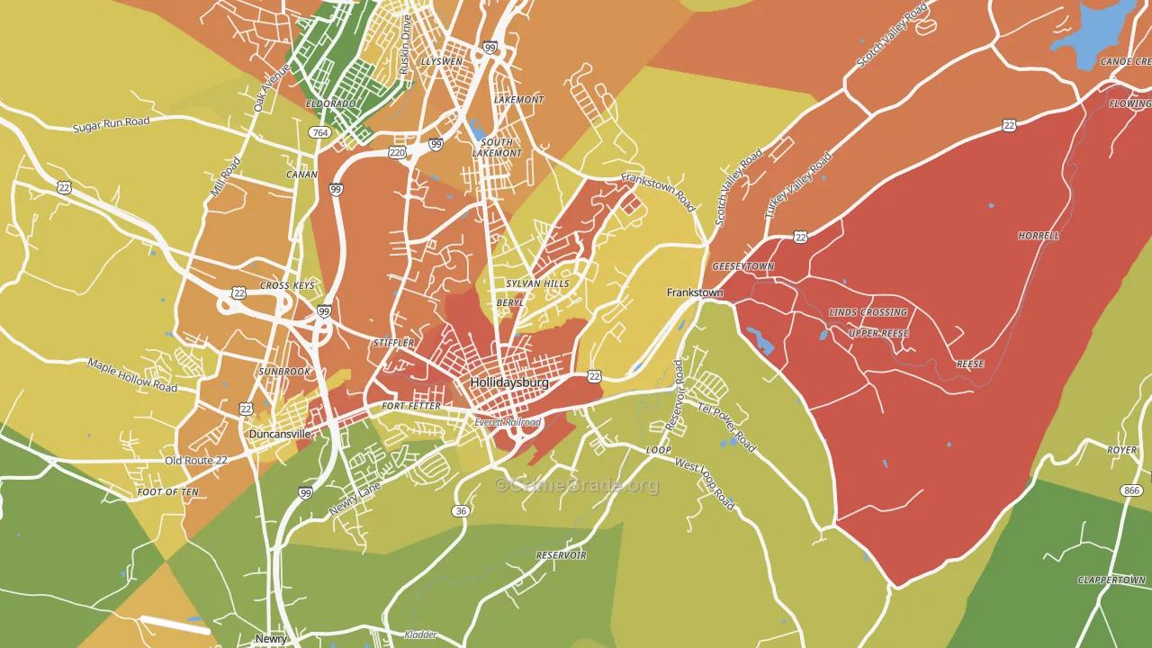 Hollidaysburg, PA Map of Arson Rates
