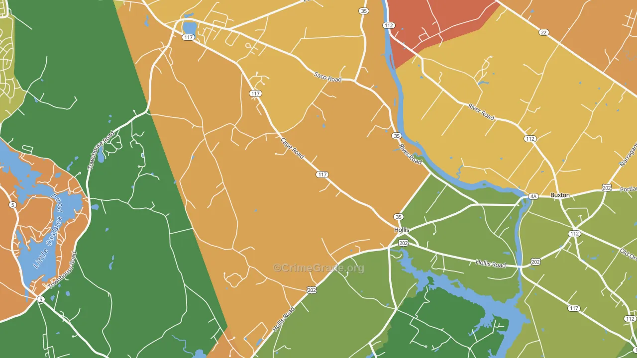Hollis Center, ME Map of Arson Rates