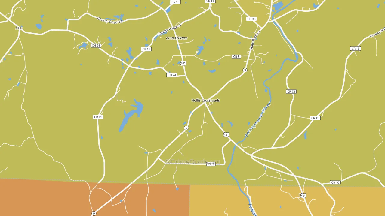 Hollis Crossroads, AL Map of Arson Rates