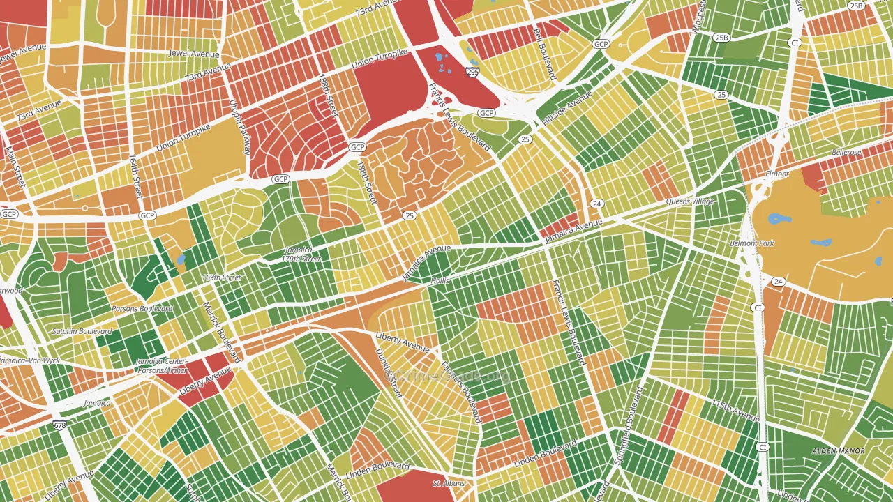 Hollis, Queens, NY Map of Arson Rates