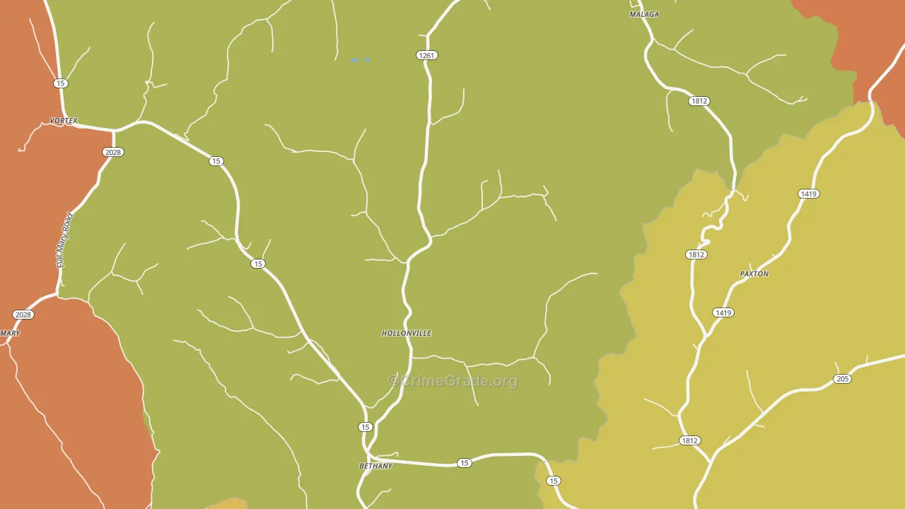 Hollonville, KY Map of Arson Rates
