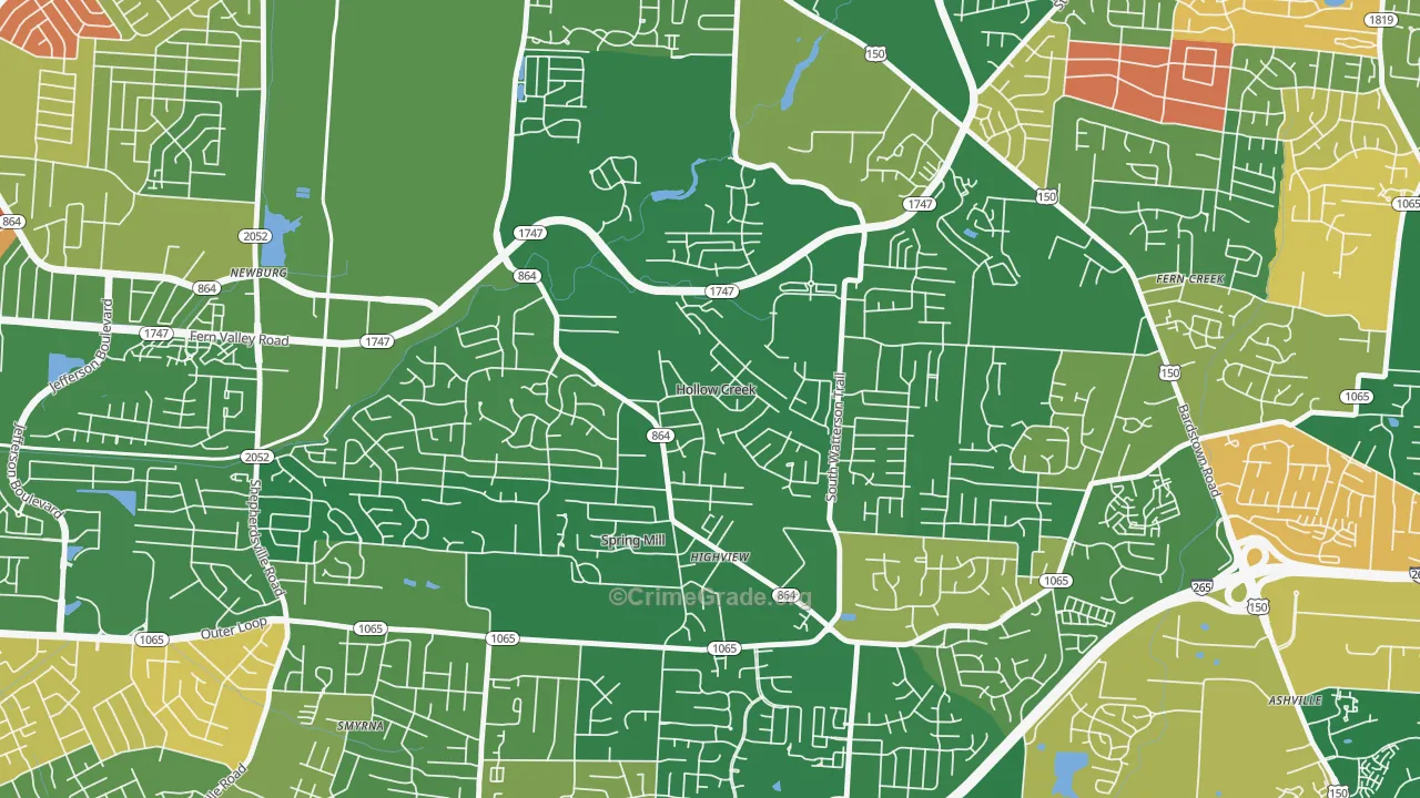 Hollow Creek, KY Map of Arson Rates