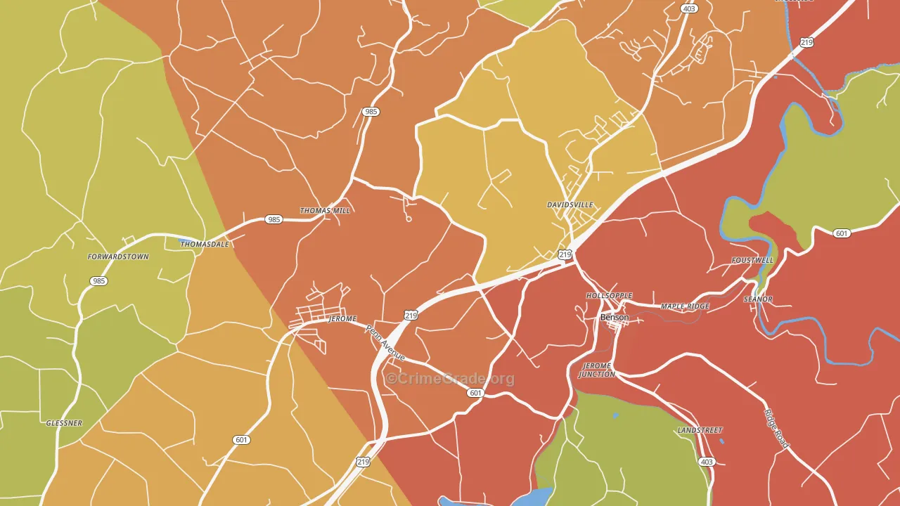 Hollsopple, PA Map of Arson Rates