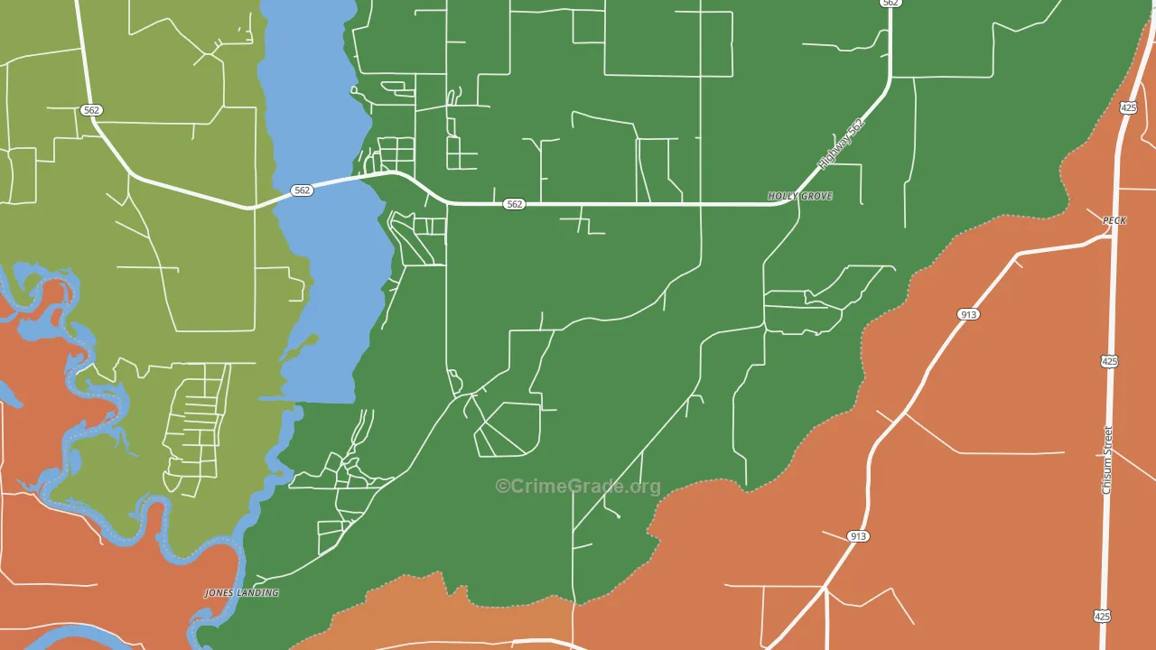 Holly Grove, LA Map of Arson Rates