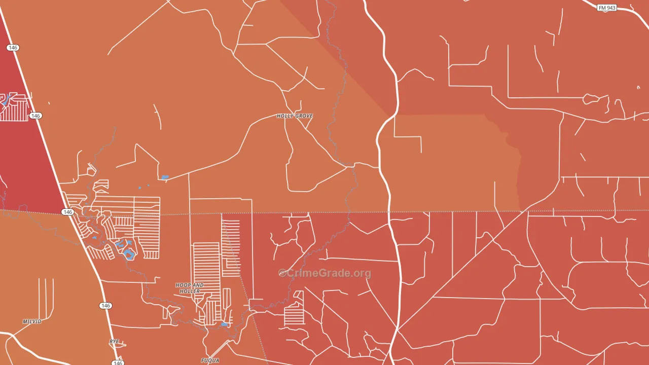 Holly Grove, TX Map of Arson Rates