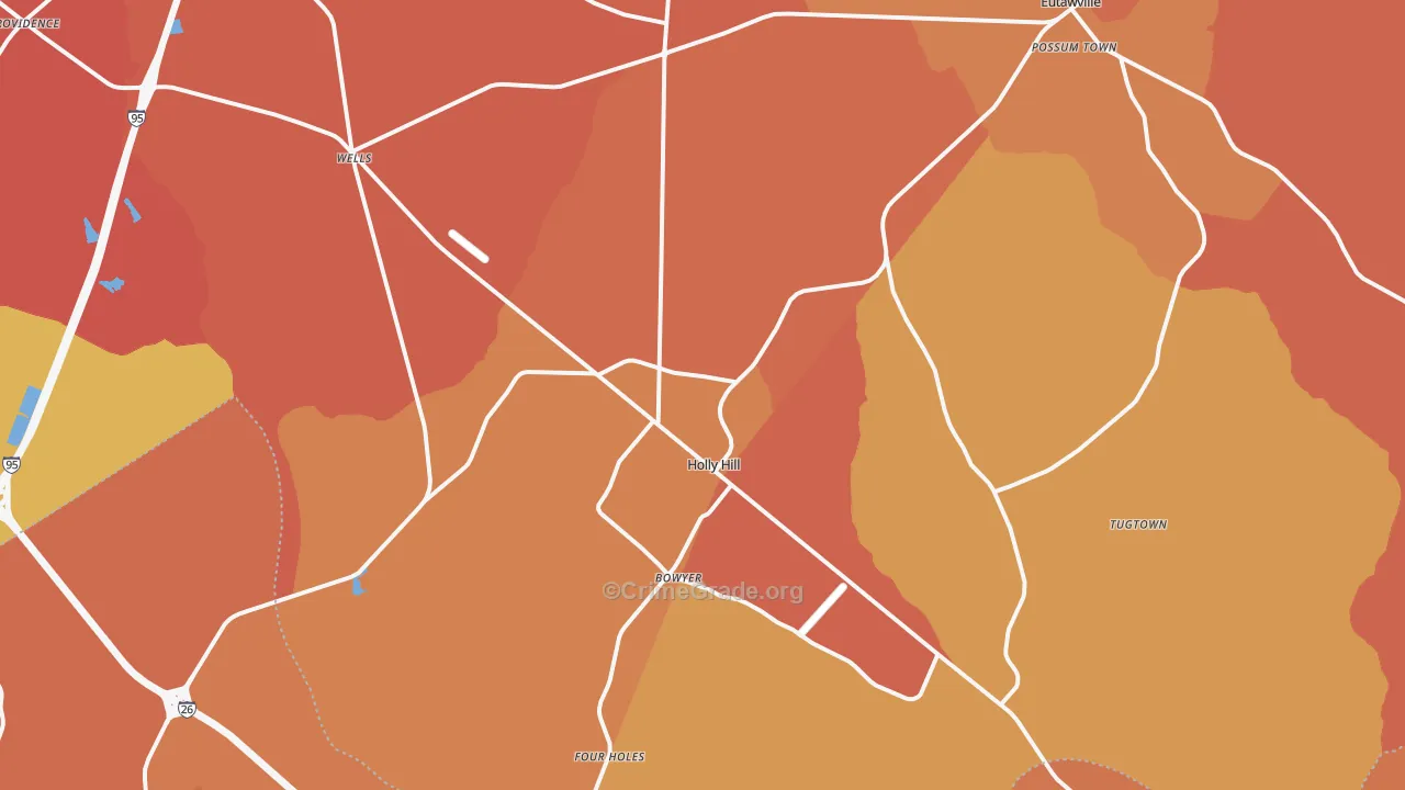 Holly Hill, SC Map of Arson Rates