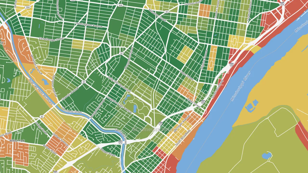 Holly Hills, St. Louis, MO Map of Arson Rates