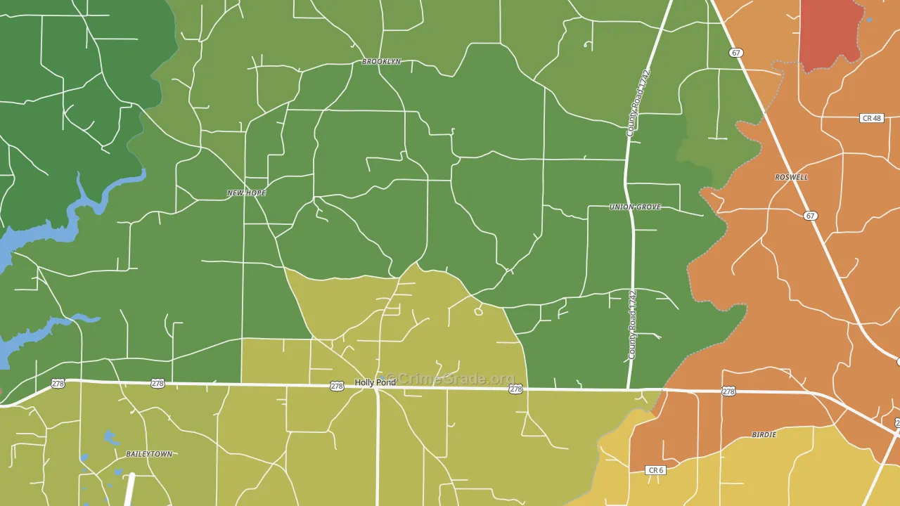 Holly Pond, AL Map of Arson Rates