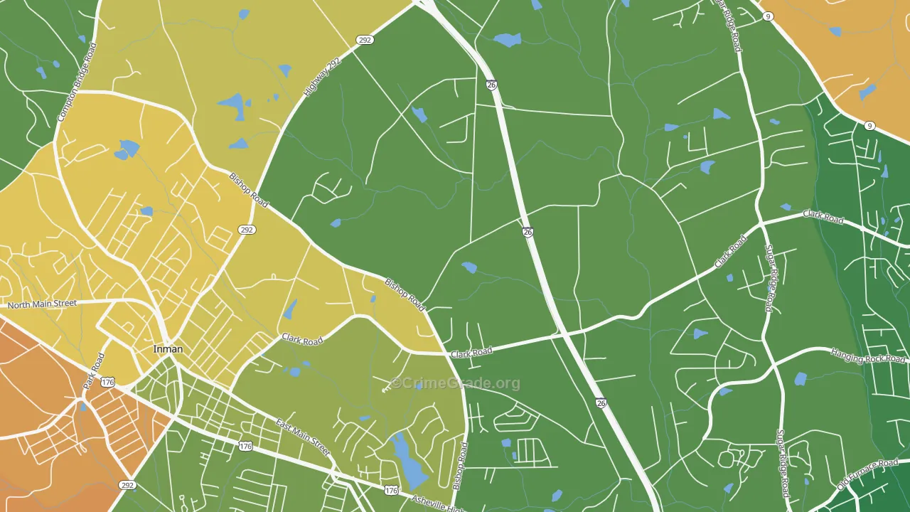 Holly Springs, SC Map of Arson Rates
