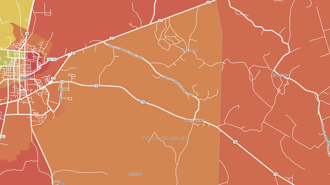Holly Springs, TX Map of Arson Rates