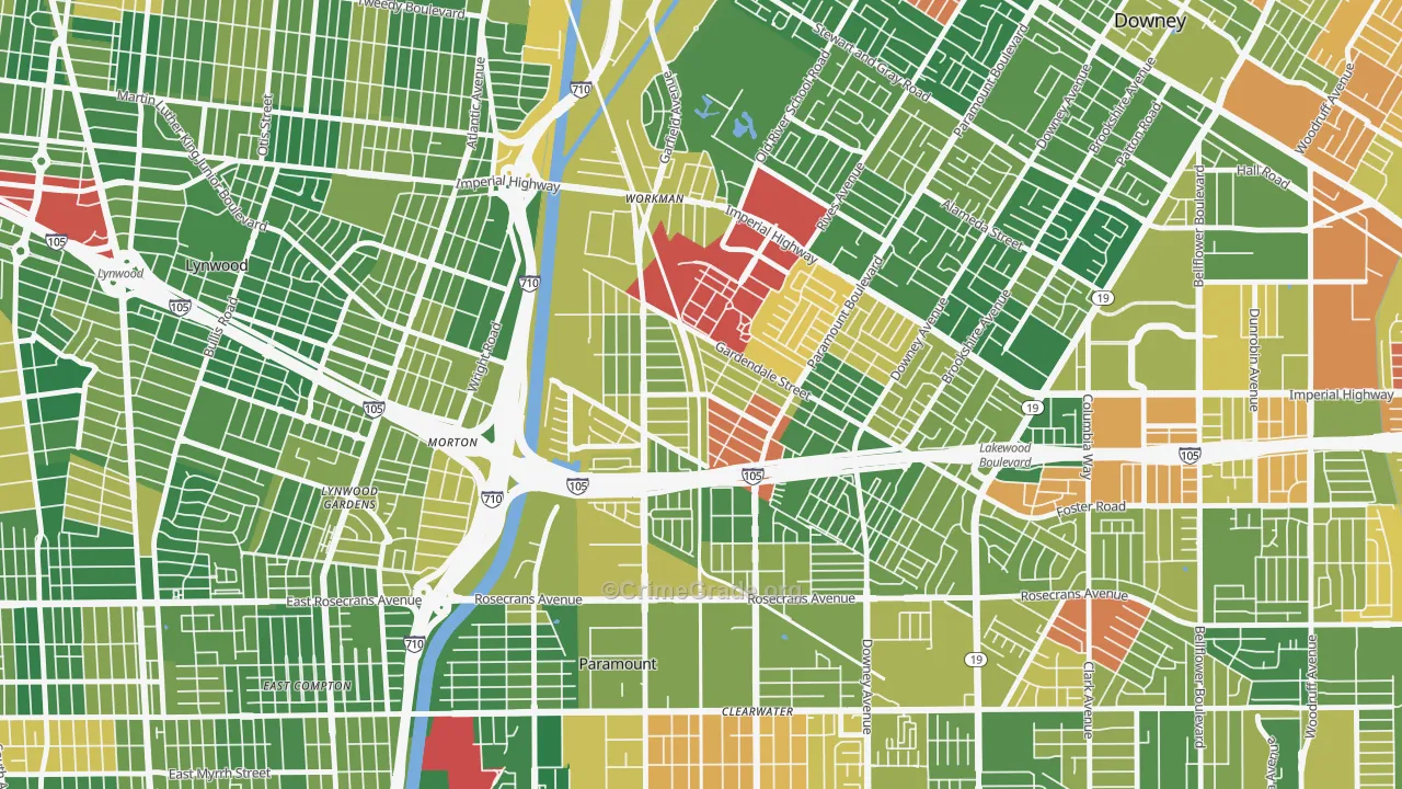 Hollydale, South Gate, CA Map of Arson Rates
