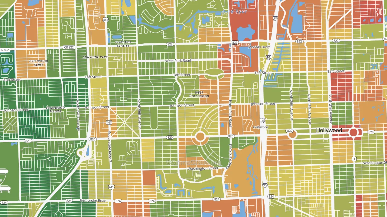 Hollywood Hills, Hollywood, FL Map of Arson Rates