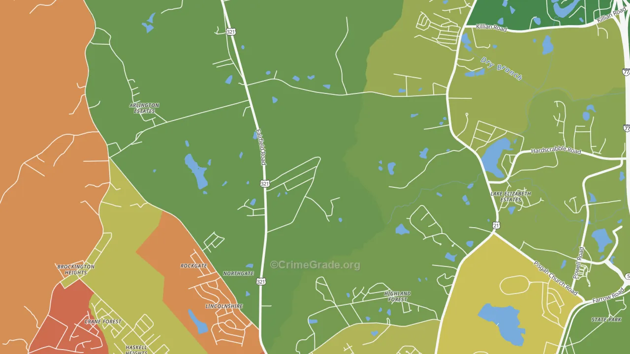 Hollywood Hills, SC Map of Arson Rates