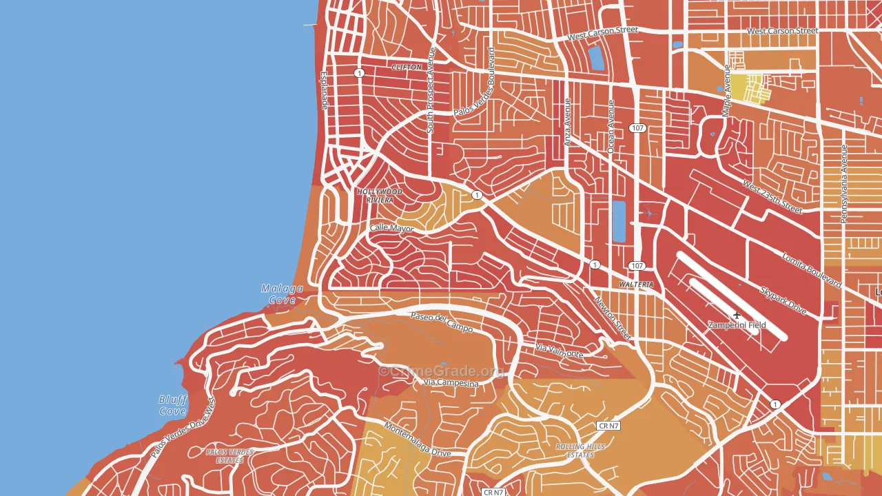 Hollywood Riviera, Redondo Beach, CA Map of Arson Rates