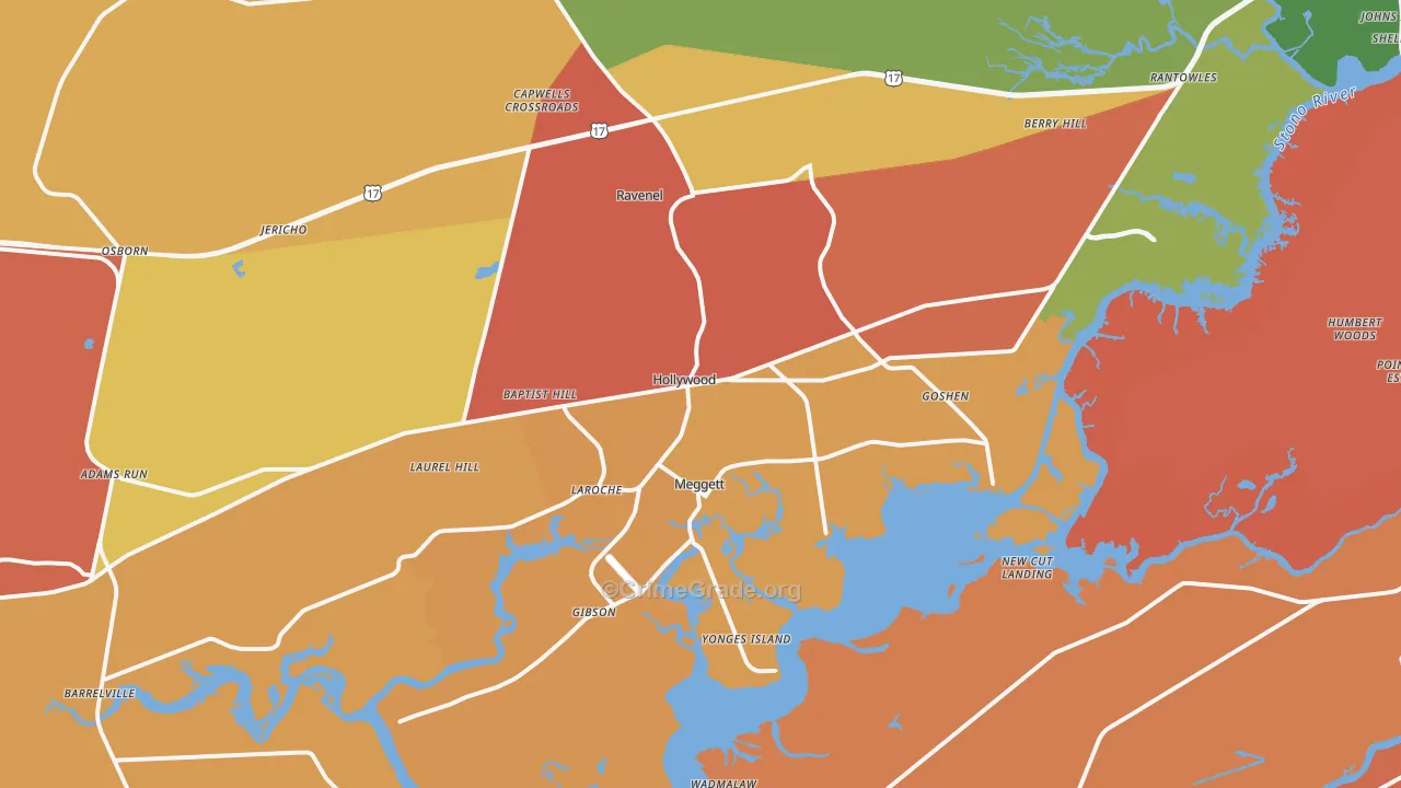 Hollywood, SC Map of Arson Rates