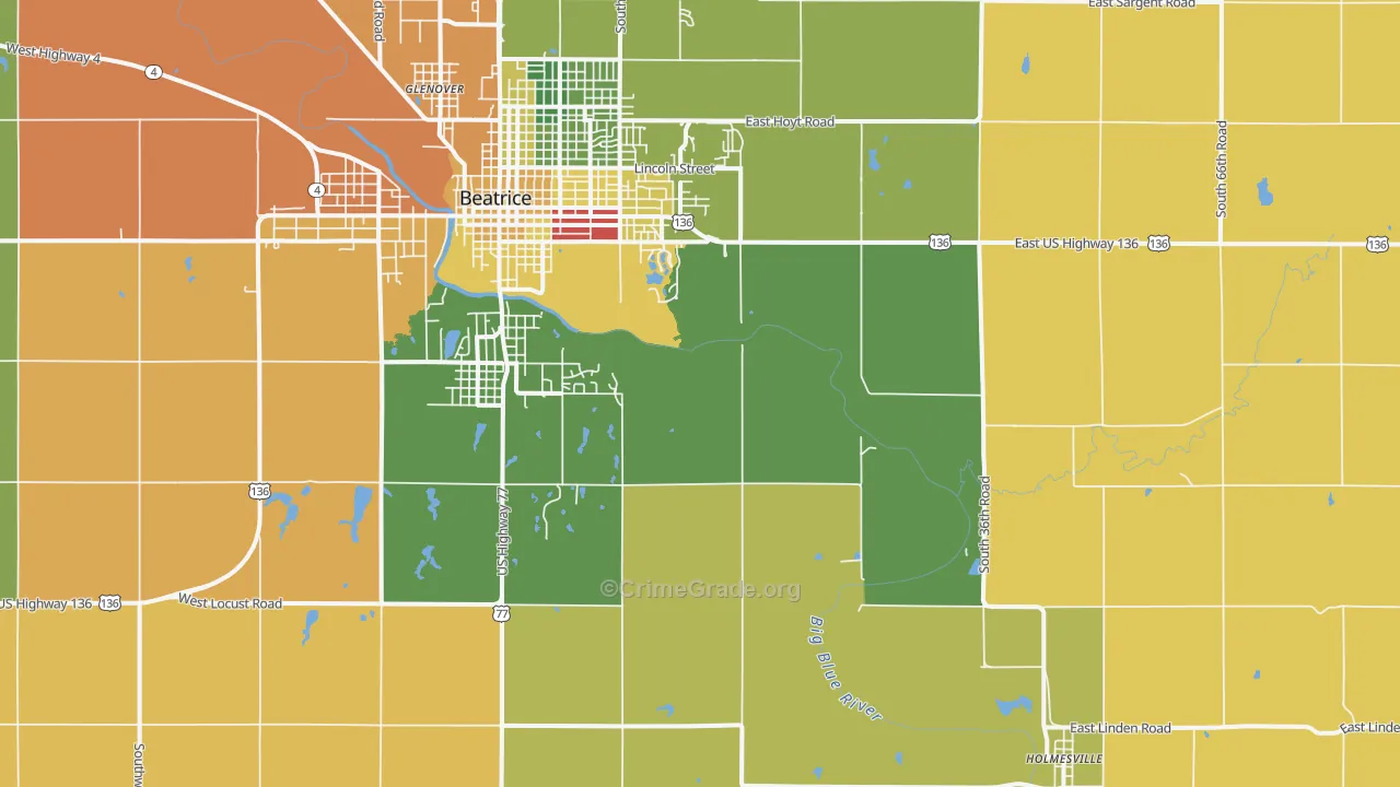 Holmesville, NE Map of Arson Rates