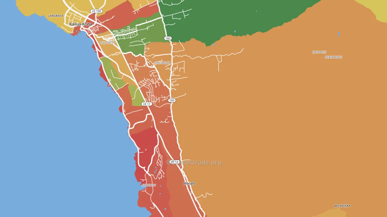 Holualoa, Kailua-Kona, HI Map of Arson Rates