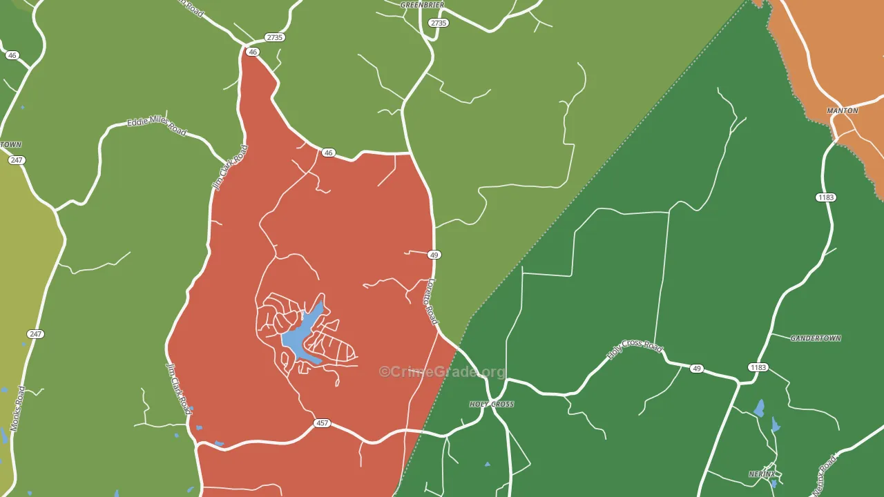 Holy Cross, KY Map of Arson Rates