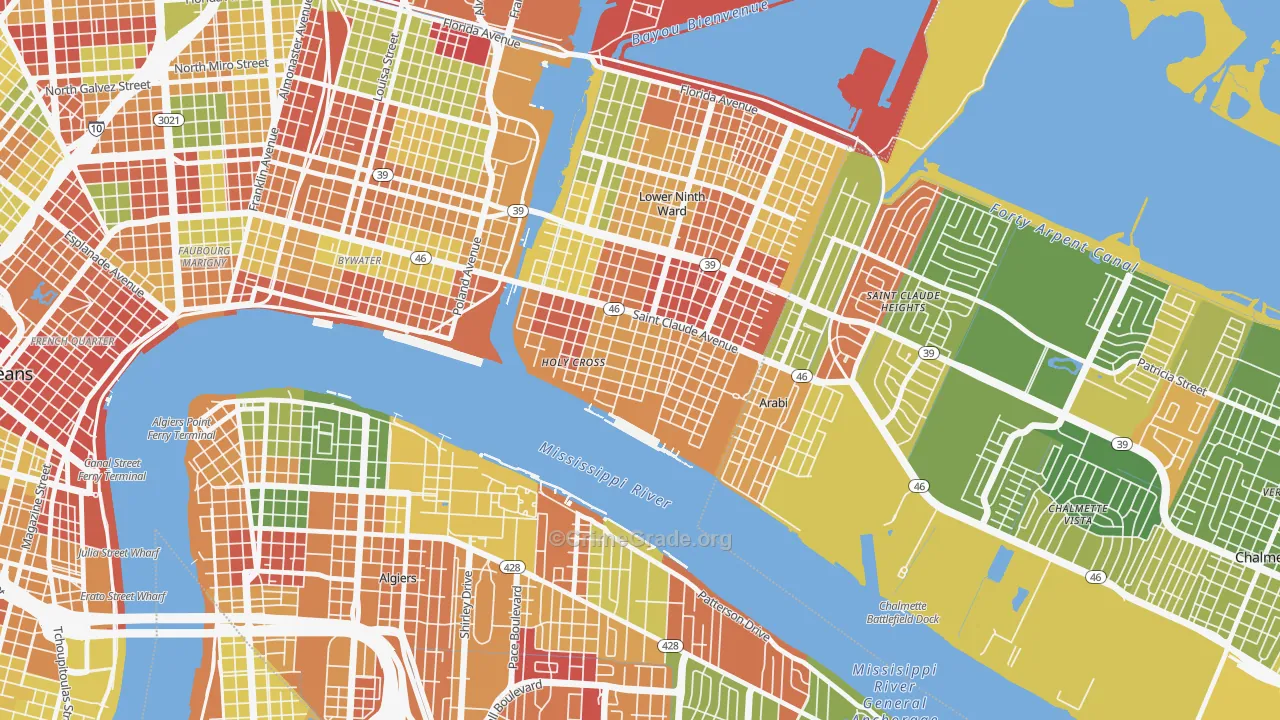 Holy Cross, New Orleans, LA Map of Arson Rates