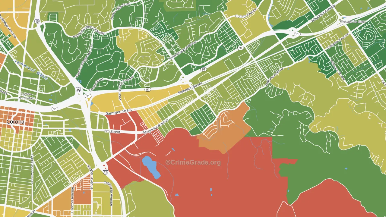 Home Gardens, Corona, CA Map of Arson Rates