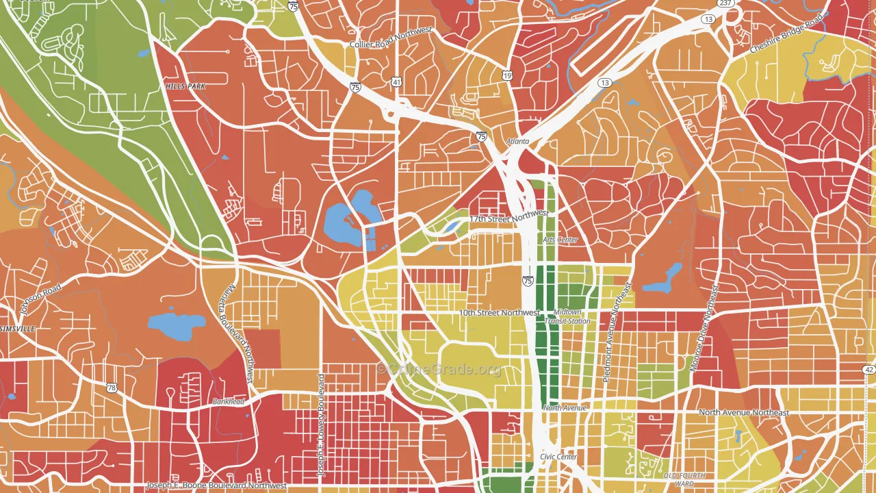 Home Park, Atlanta, GA Map of Arson Rates