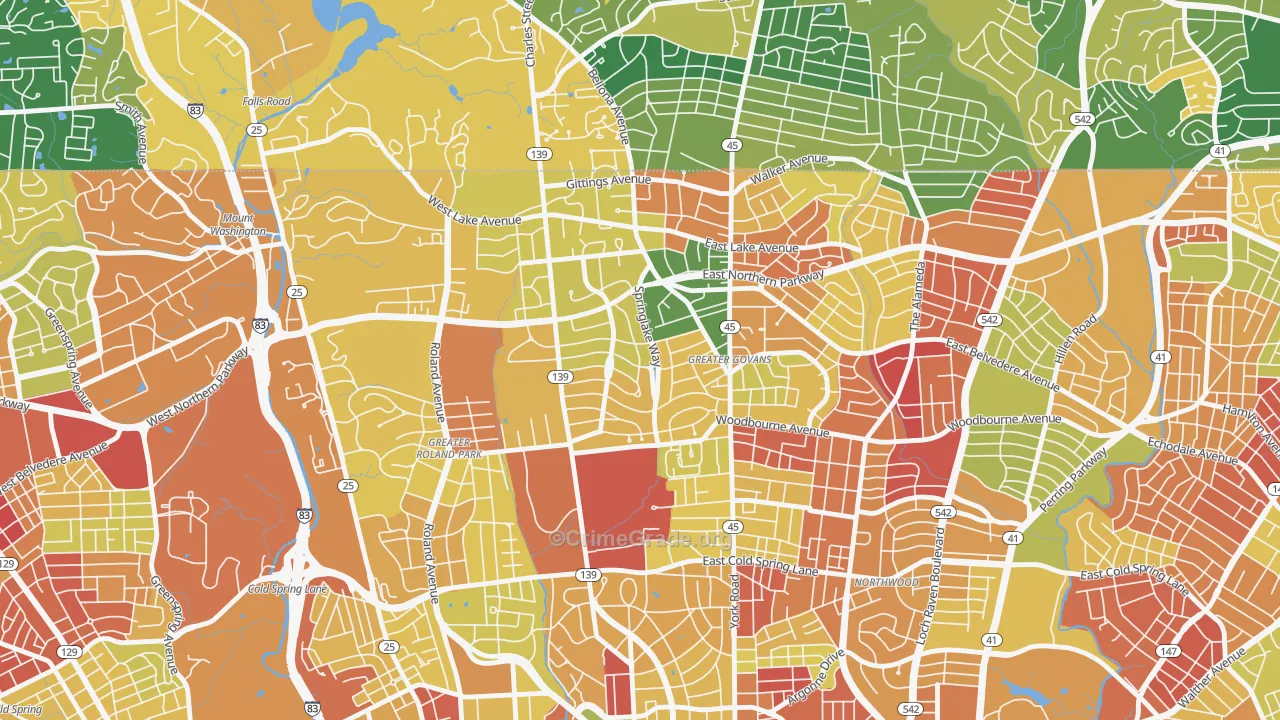 Homeland, Baltimore, MD Map of Arson Rates