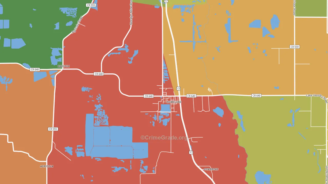 Homeland, FL Map of Arson Rates