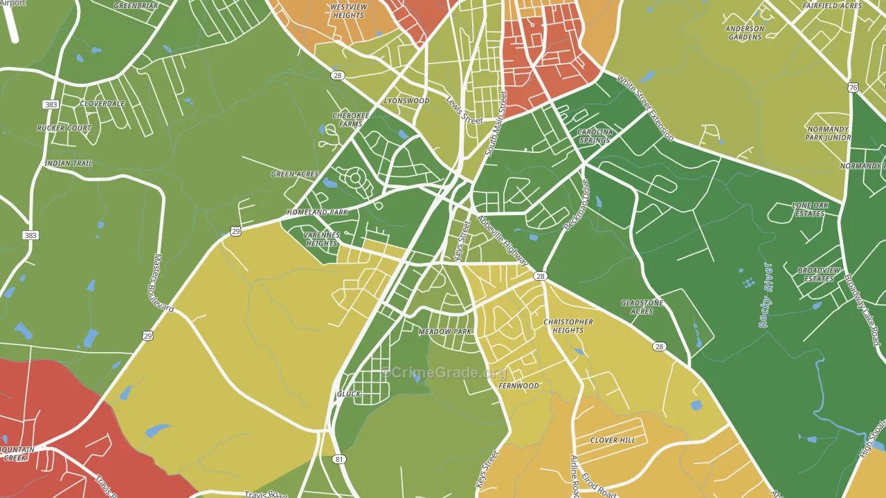 Homeland Park, SC Map of Arson Rates