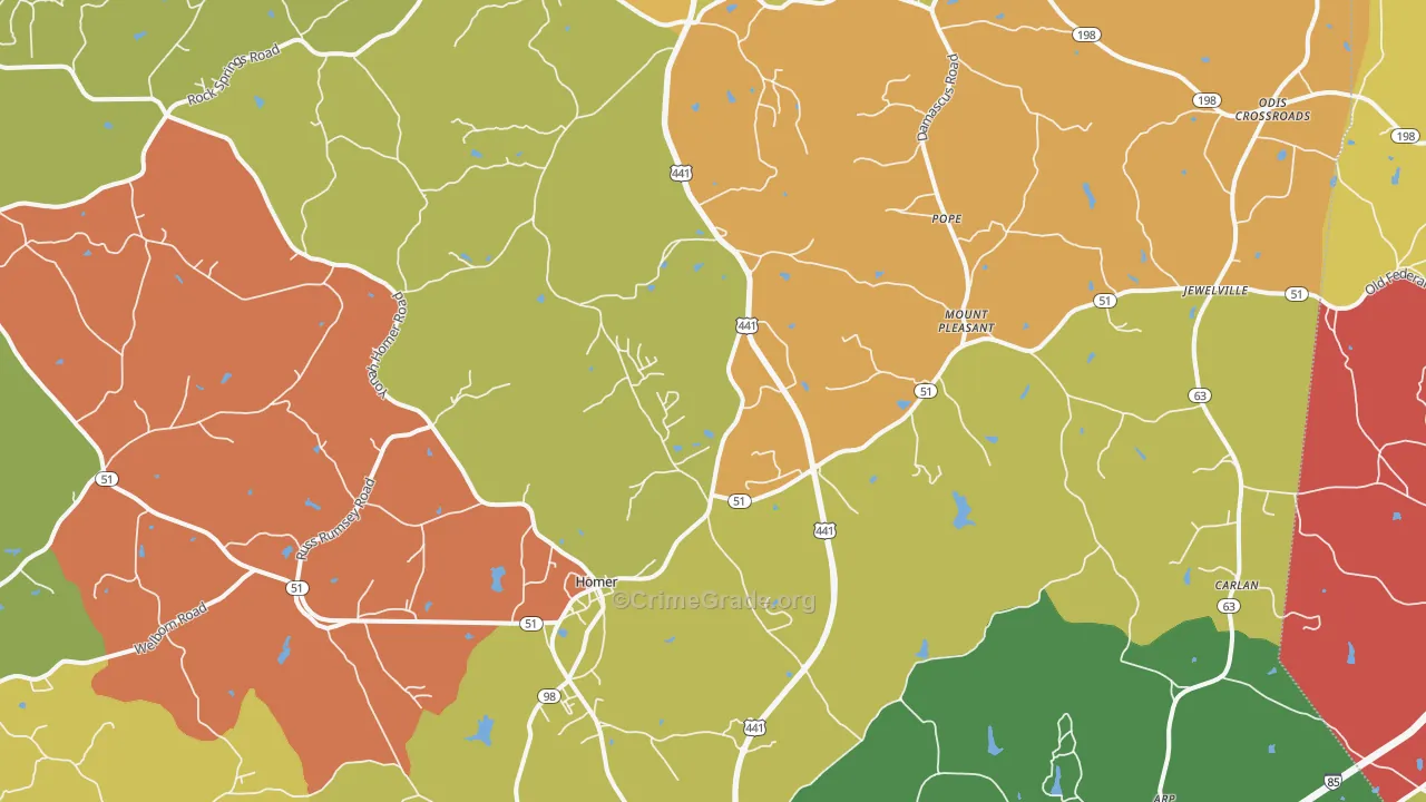 Homer, GA Map of Arson Rates
