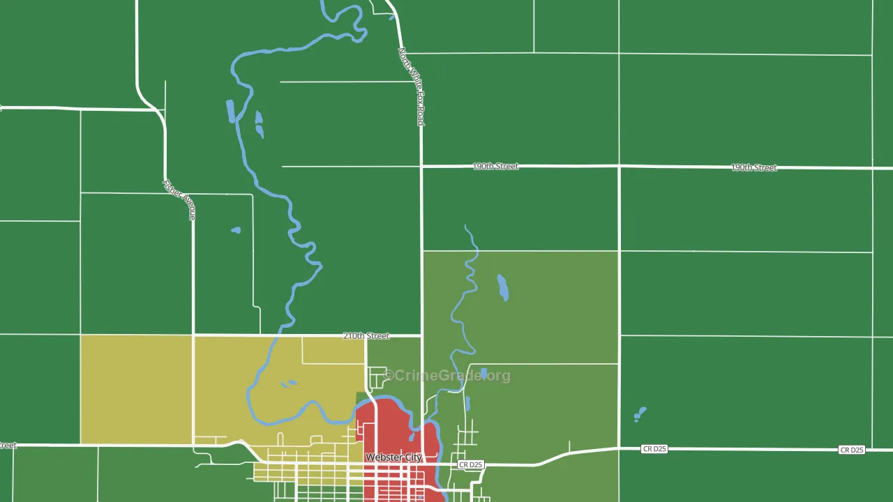 Homer, IA Map of Arson Rates