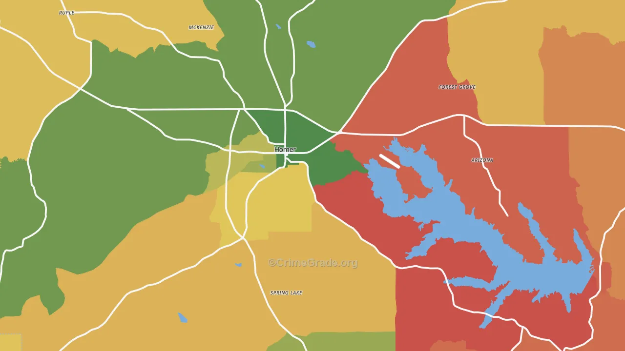 Homer, LA Map of Arson Rates