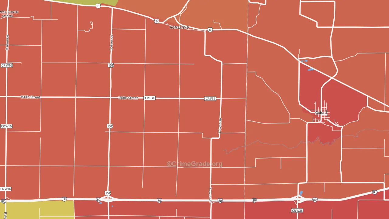 Homestead, IA Map of Arson Rates
