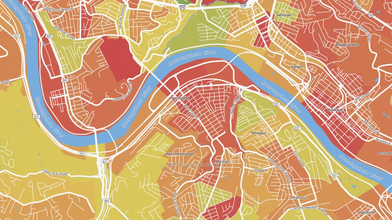Homestead Park, Homestead, PA Map of Arson Rates