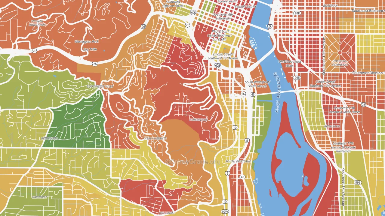 Homestead, Portland, OR Map of Arson Rates