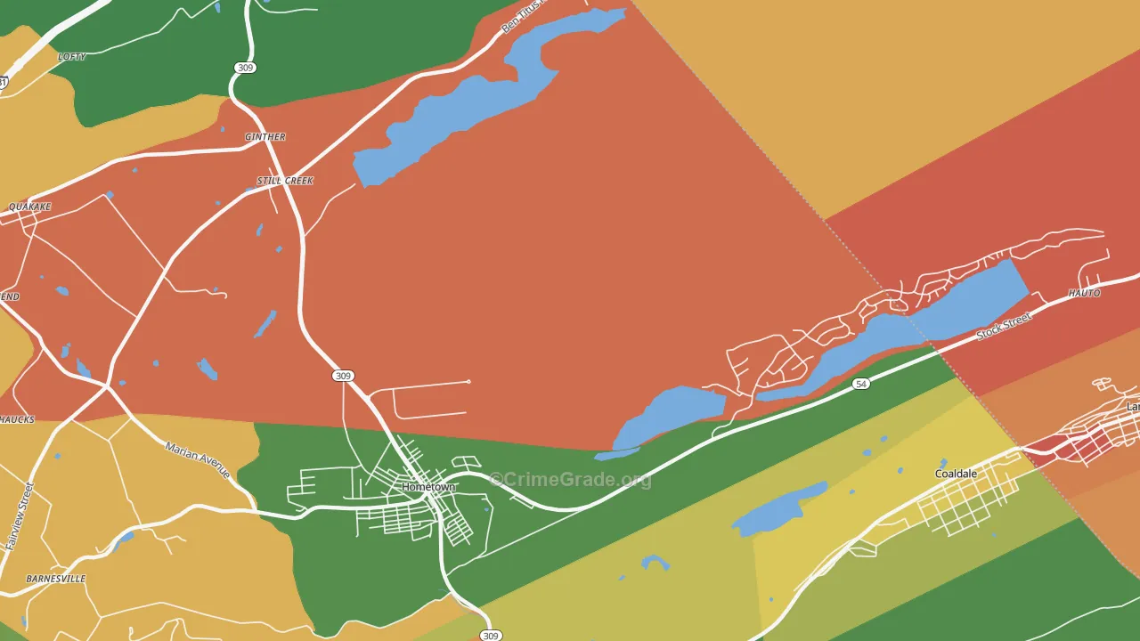 Hometown, PA Map of Arson Rates