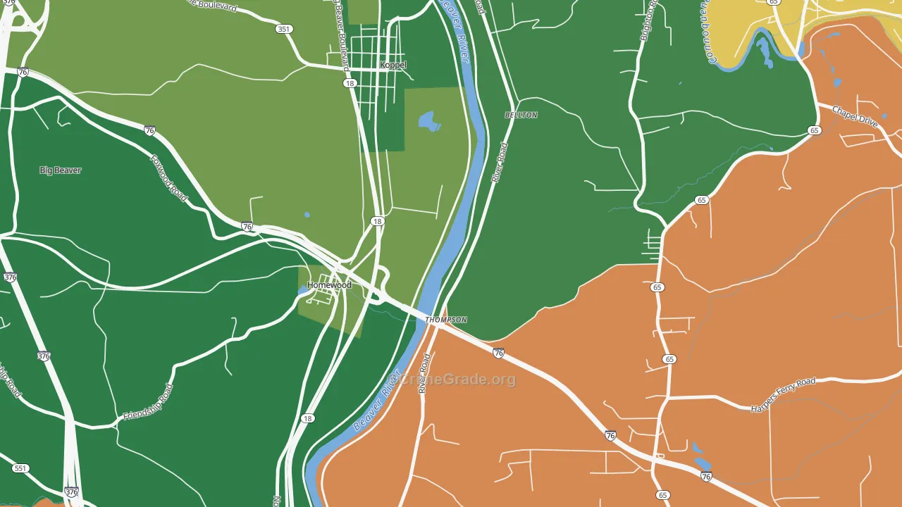 Homewood, PA Map of Arson Rates