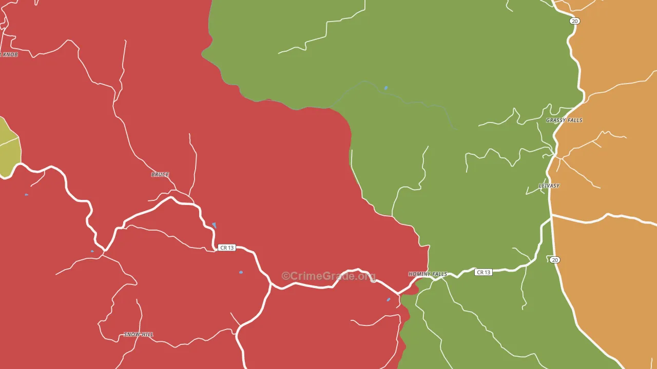 Hominy Falls, WV Map of Arson Rates