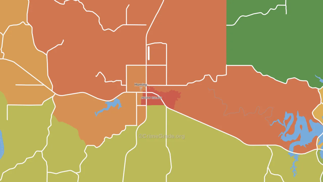 Hominy, OK Map of Arson Rates
