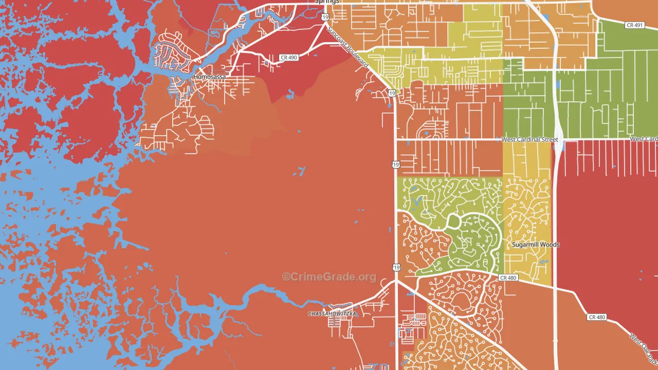 Homosassa, FL Map of Arson Rates