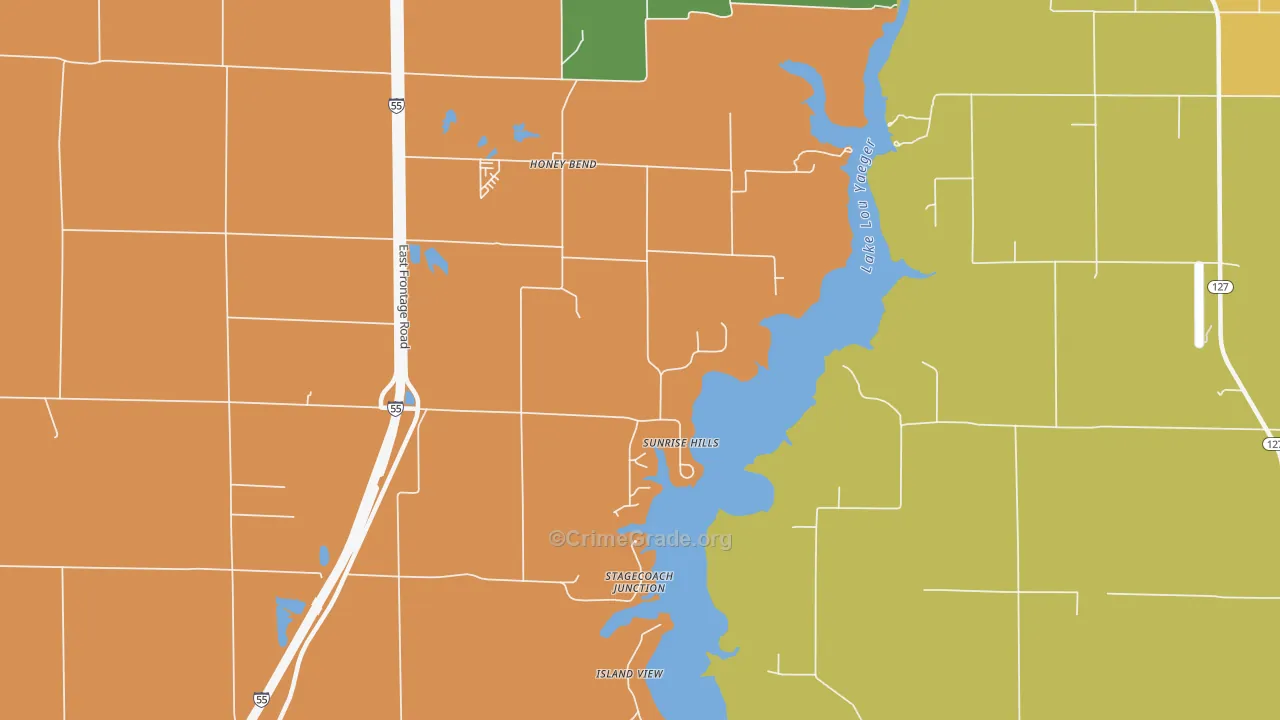 Honey Bend, IL Map of Arson Rates