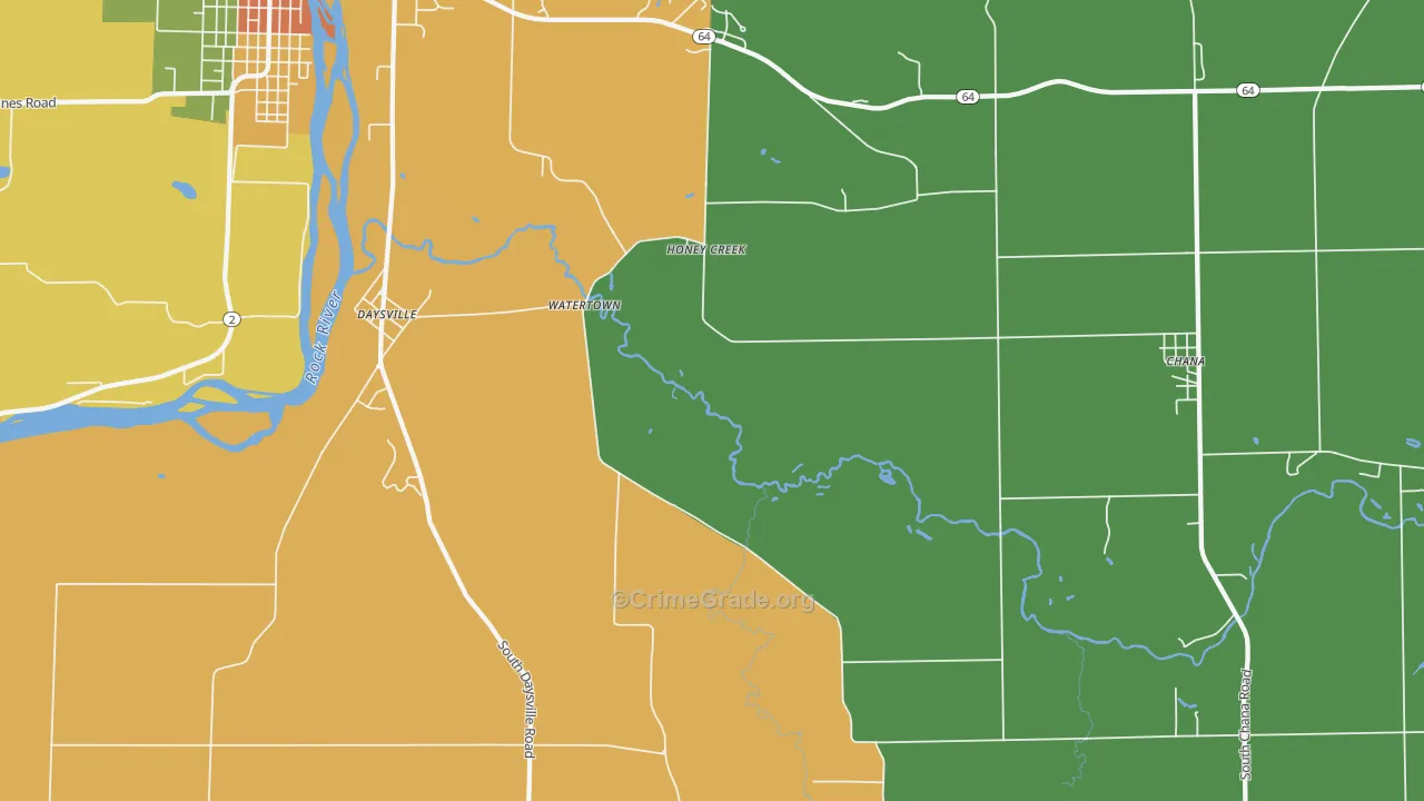 Honey Creek, IL Map of Arson Rates