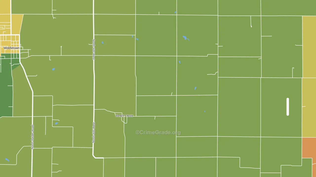 Honey Creek, IN Map of Arson Rates